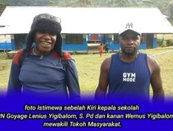 Lenius Yigibalom Mulai Tugas sebagai Kepsek SMPN Goyage dengan Aksi Nyata: Ajak Kerja Bakti