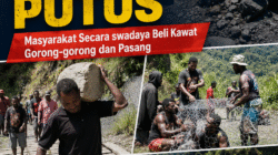 Lagi, Hujan Deras Putus Jembatan Kali Goyage, Warga Swadaya Beli Kawat dan Pasang Gorong-gorong